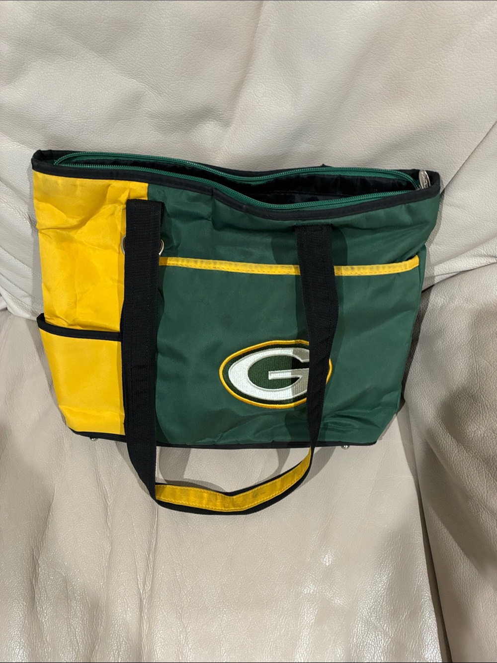 Green Bay Packers Green and Yellow Team Logo Tote Bag with Dual Carry Handles